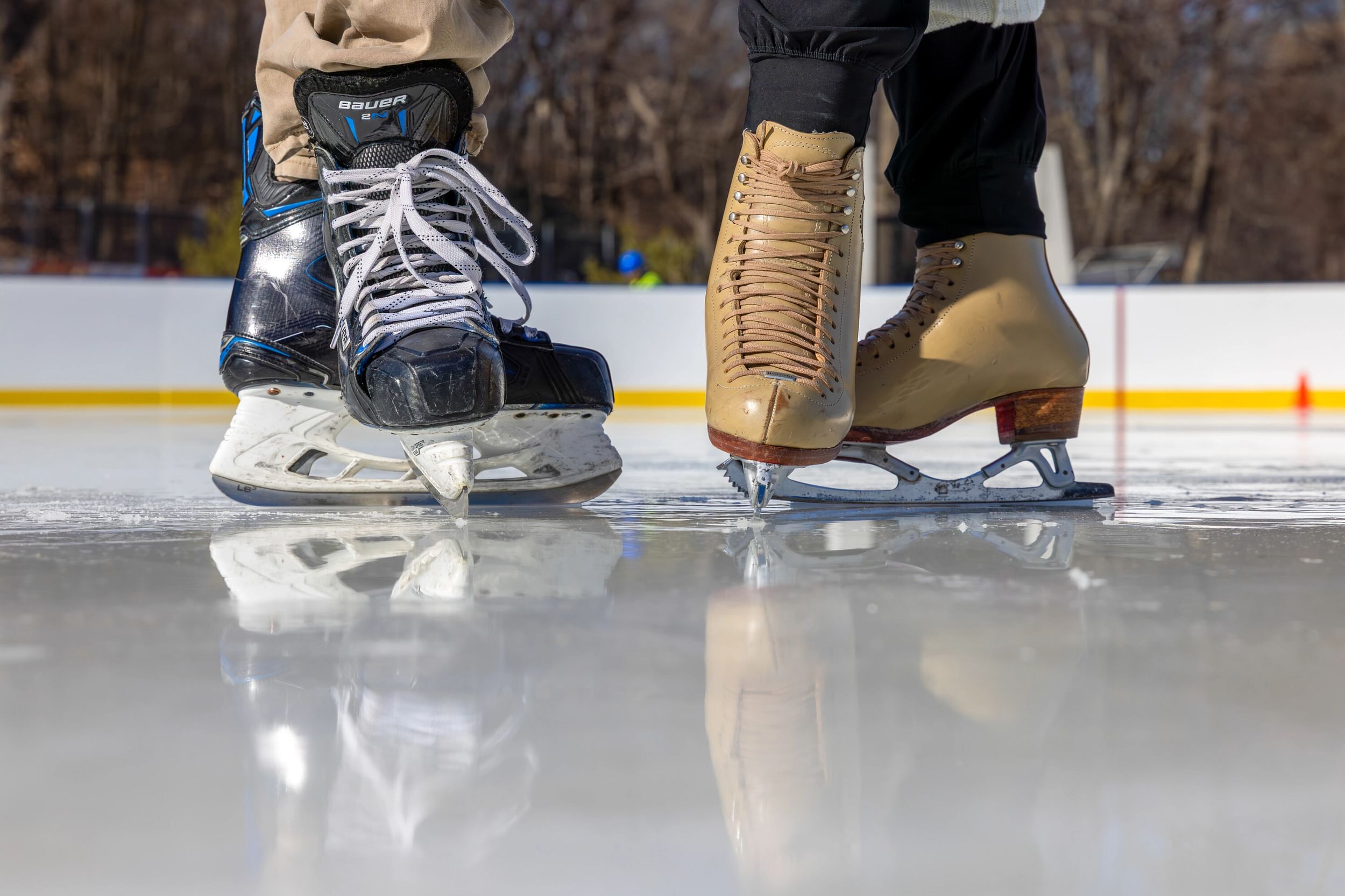 Two sets of skates on the ice
