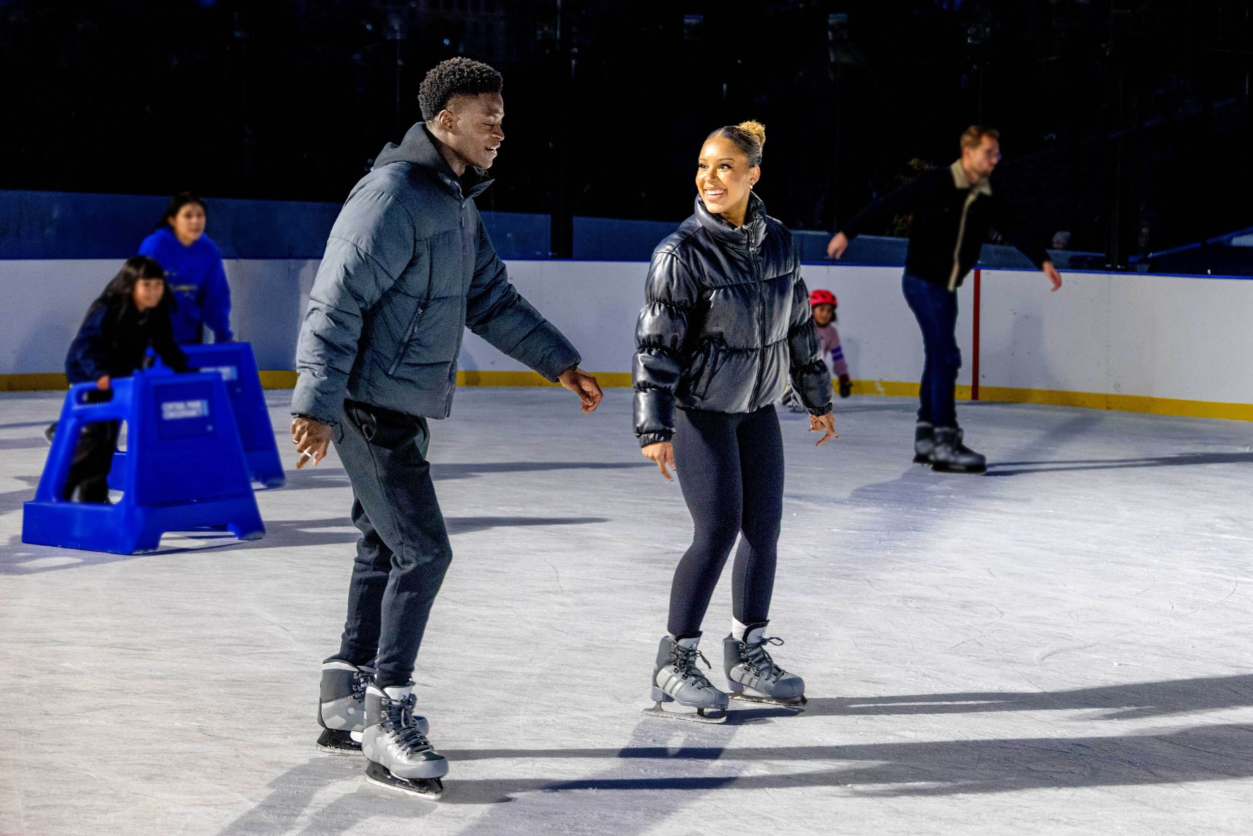 Visitors skating on the ice at the Davis Center, NYC