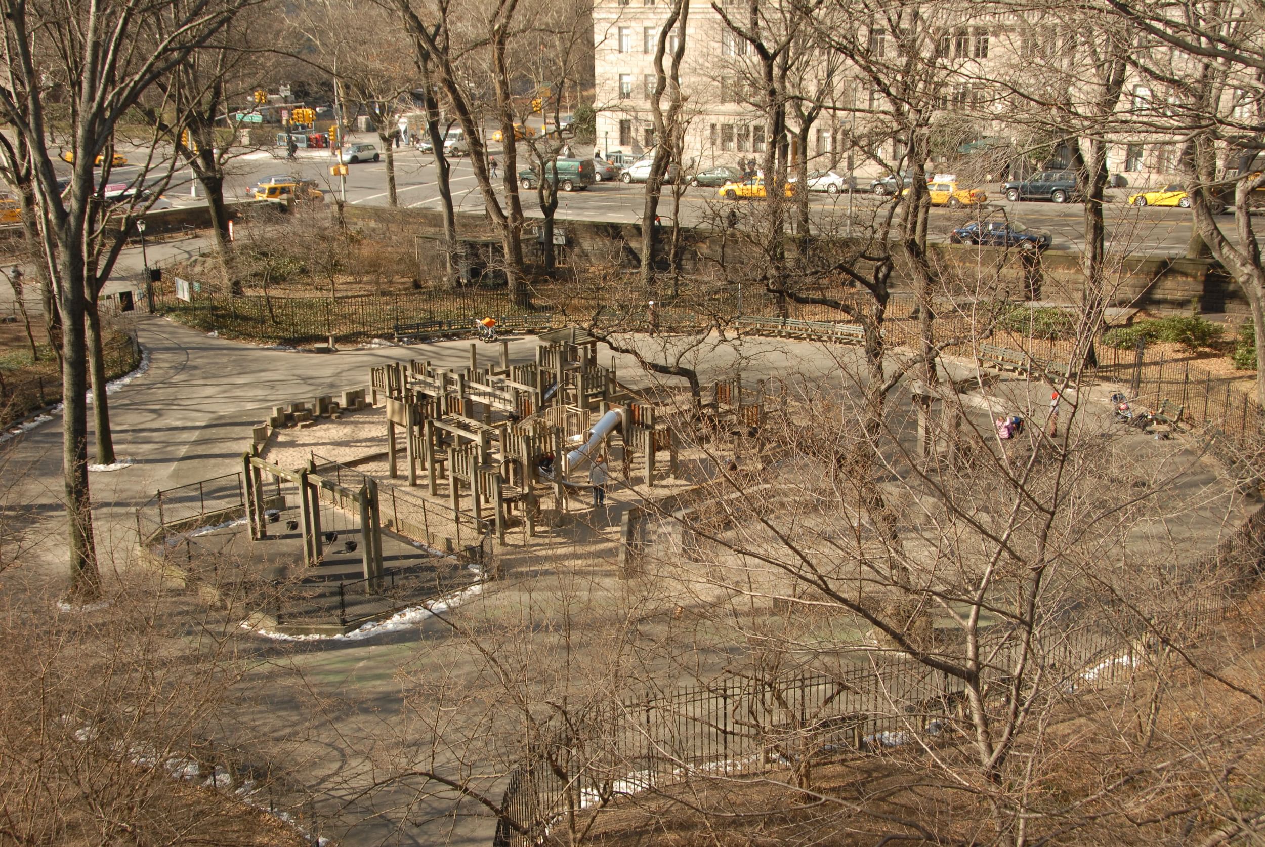 Aerial view of the jungle gym at Diana Ross Playground